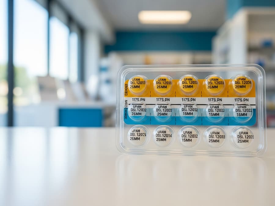 Dispill multi-dose blister packets sorted by date and time